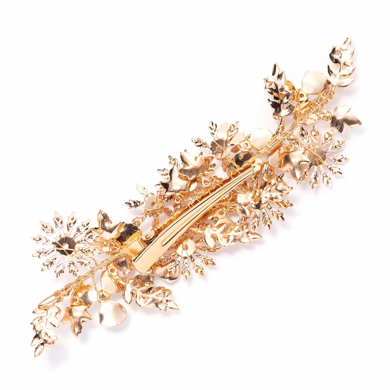 L240309 (預訂) 水鑽花朵手工髮夾 ; Handmade gold foil flowers & crystal hair clip