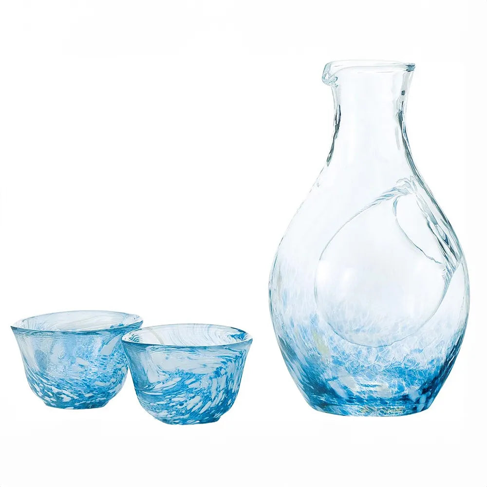 L231213 日本製 半透藍冷凍清酒杯禮盒套裝 ; Cold Sake Cup Set with Insulated Container