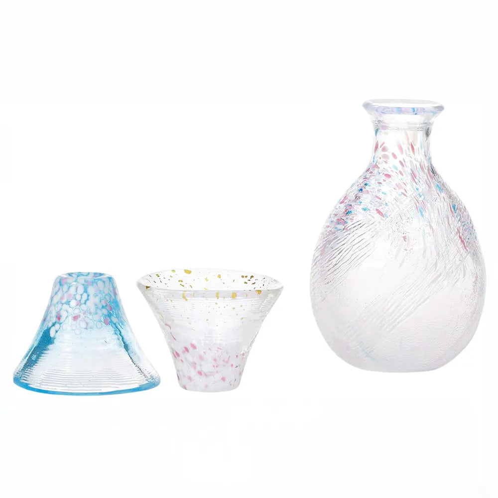 L231214 日本製 櫻富士 + 招福冷凍清酒杯禮盒套裝 ; Cold Sake Cup Set with Mount Fuji + Sakura Design