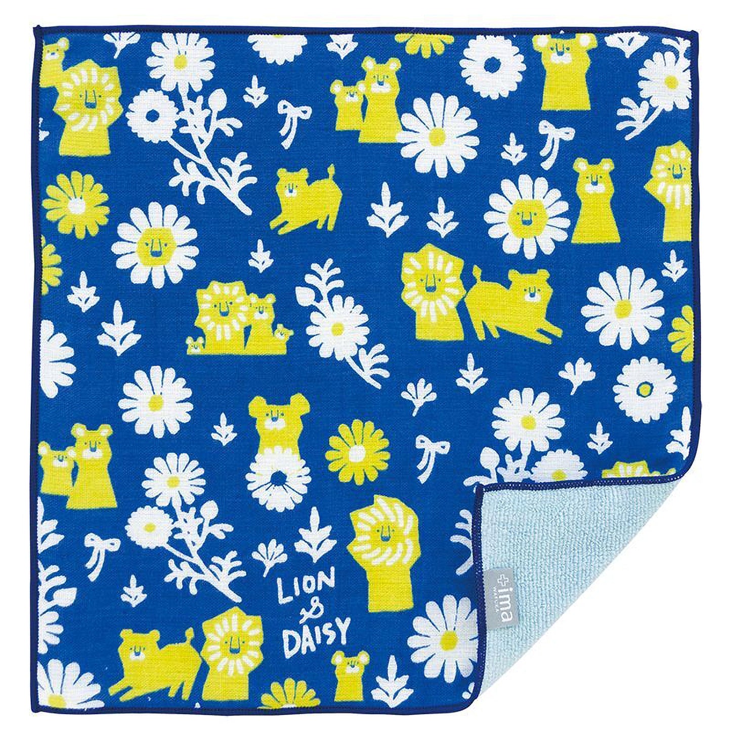 L240508 日本製今治「雛菊小獅」小毛巾 ; Imabari handkerchief in "Chrysanthemum & Lions" pattern