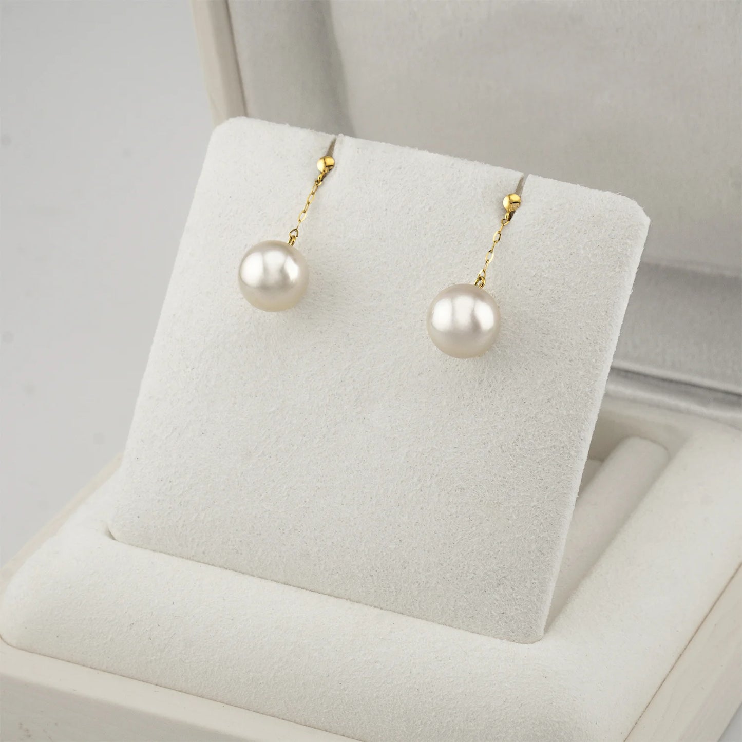 Japan AKOYA pearls earrings 日本 AKOYA 米白珍珠垂吊耳環 (9mm)