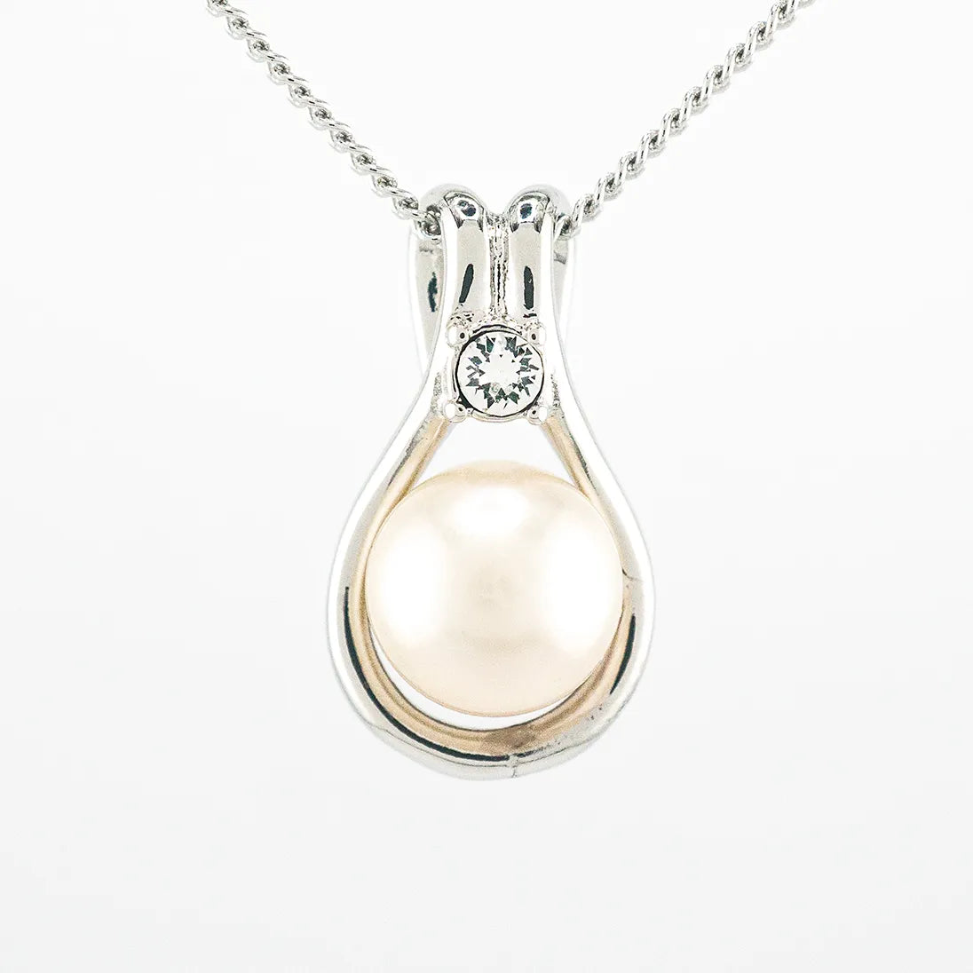 日本 AKOYA 珍珠水滴造型晶石吊咀頸錬 (7.5-8mm)