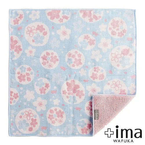 L2303017 日本製今治「藍天櫻花」小毛巾 ; Imabari handkerchief in "Sakura Blue Sky" pattern