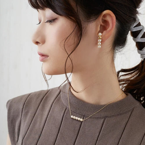 L2211-036 日本製5珠相連仿珍珠頸錬