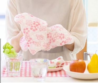 L2303-14 (預訂) 日本製 KAYA 原田織物 「粉紅櫻花」七層紗廚房抹布 : (Pre-order) KAYA 7-layer gauze kitchen wiping cloth (Sakura pattern)