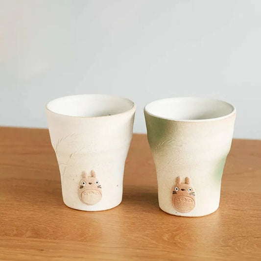 L231005  (預訂) 日本製信樂燒手工雕刻「龍貓」陶瓷杯 ; TOTORO handcrafted ceramic mug (2 colors)
