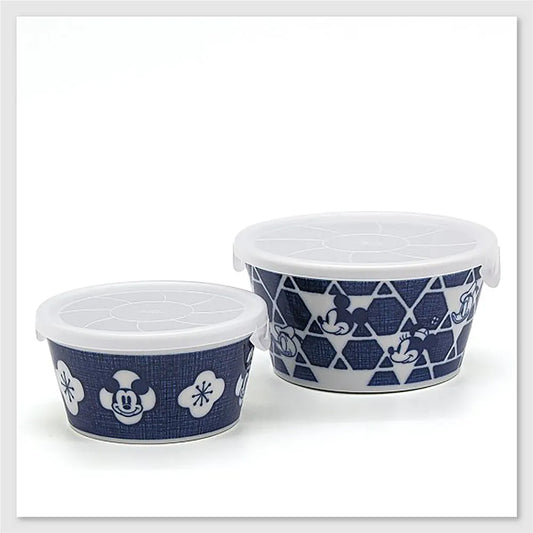 L231012  (預訂) 日本製 美濃燒 DISNEY一套兩件保鮮盒套裝 ; Disney Glass Food Containers in Mino-yaki (set of 2)