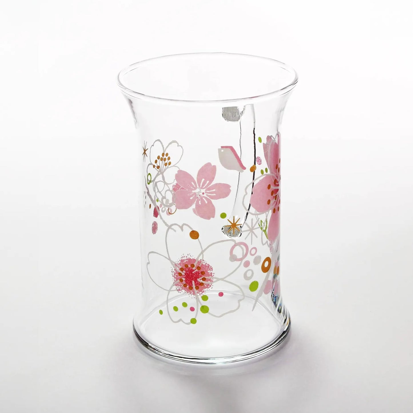 L240305 日本製 大塚硝子櫻花耐熱玻璃杯 ; Otsuka heat-resistant glass in Sakura dancing design