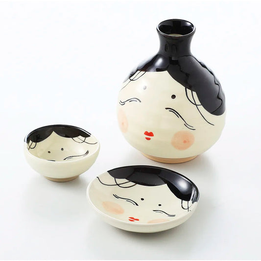 L231202 日本製 美濃燒岡龜清酒杯禮盒套裝 ; Minoyaki Sake Cup Set in Classic Beauty Design