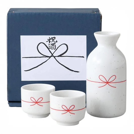 L231205 日本製 美濃燒 ( 緣御結 ) 清酒杯禮盒套裝 ; Mino-yaki Sake Cup Set in Love Knot Design