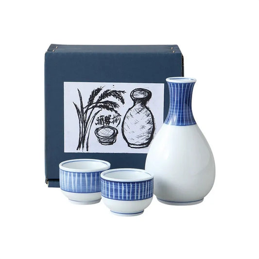 L231206 日本製 美濃燒 ( 刷毛十草 ) 清酒杯禮盒套裝 ; Mino-yaki Sake Cup Set in Tokusa Design