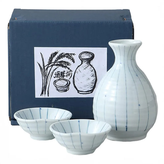 L231209 日本製 美濃燒 ( 螢火蟲十草 ) 清酒杯禮盒套裝 ; Mino-yaki Sake Cup Set in Tokusa Motif Design