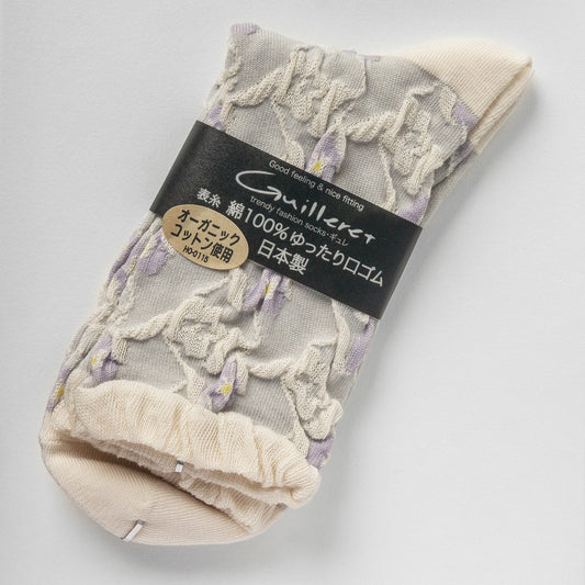 L240501 日本製時尚立體織花圖案花襪