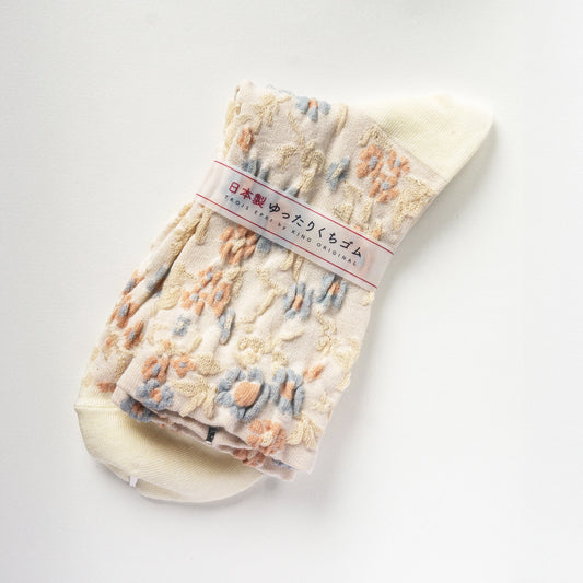 L240503 日本製時尚立體織花圖案花襪
