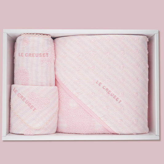 L2306-21 (現貨) 日本製 LE CREUSET x 今治毛巾 Baby Gift Set (粉紅／黃色) 【日本限定】