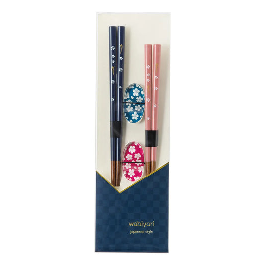L2303-21 (預訂) WABIYORI 日本天然木製夫婦對裝筷子 (幸福春櫻) ; WABIYORI Natural Wood chopsticks set (Sakura pattern)