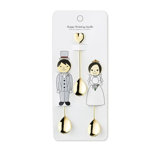 L230201 (預訂) 日本製 新郎及新娘禮服造型匙羹 (3只) - (平均HK$100/套) ; Tea spoon gift set in Wedding couple design (3pcs) (HK$100/SET)