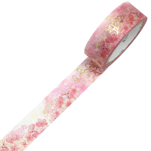 L2303-22 (預訂)  SAIEN 春櫻 和紙燙金 MASKING TAPE ;  (Pre-order) SAIEN's cherry blossom washi masking tape