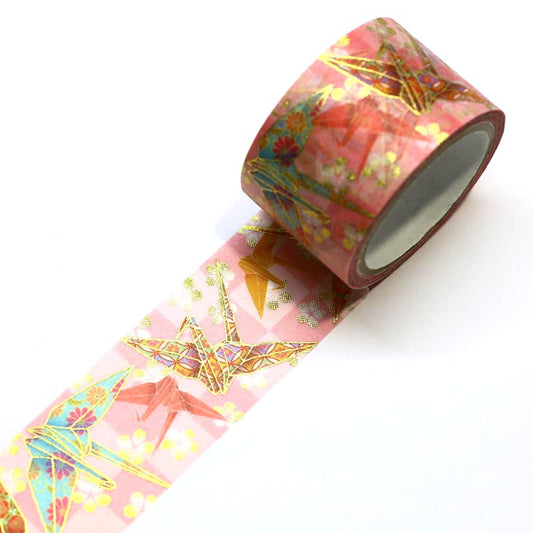 L2211-005 日本製 Kimono 美 ( 折鶴 ) 和紙 Masking Tape