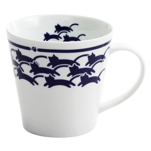 L2211-024  (預訂) 日本製 貓咪 馬克杯 (彈跳貓咪圖案) ; (Pre-order) Coffee mug in bouncing-cat motif