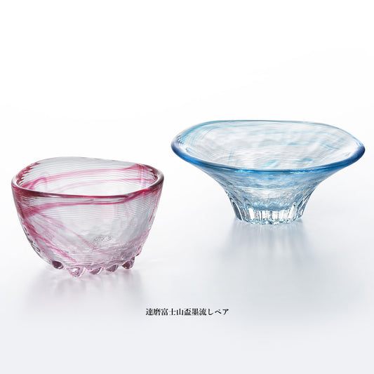 L2212-02 (預訂)日本製江戶硝子 Hare Nomi 富士山 + 達摩 清酒杯禮盒套裝 Hare Nomi Sake Cup Set in Mount Fuji & Daruma design