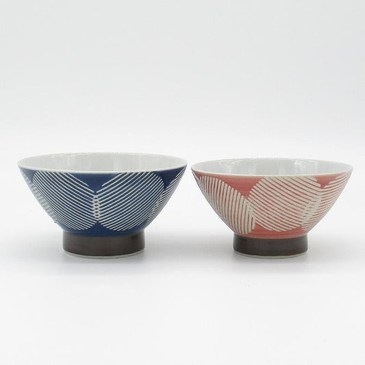 L2212-08 (預訂)  日本製 波佐見焼飯碗套裝 ( 藍色 + 紅色 )