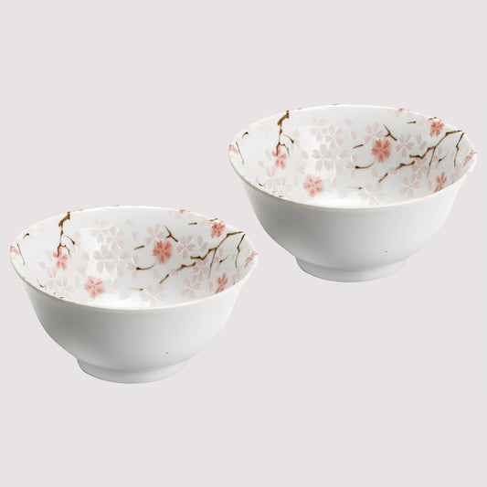 L2303-13  (預訂) 日本製「神宮櫻」美濃燒陶瓷碗 (2隻套裝) ; (Pre-order) Mino-yaki bowl set with Sakura pattern